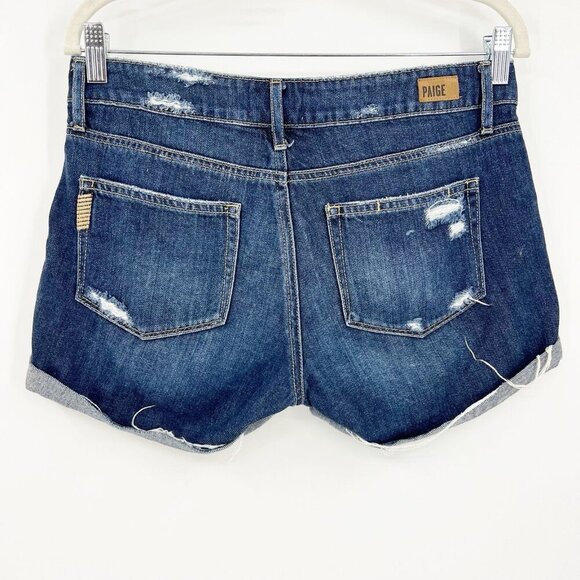 Paige Jimmy Jimmy Distressed Jean Shorts 26 3" Inseam Rolled Hem Summer Denim - Picture 2 of 5